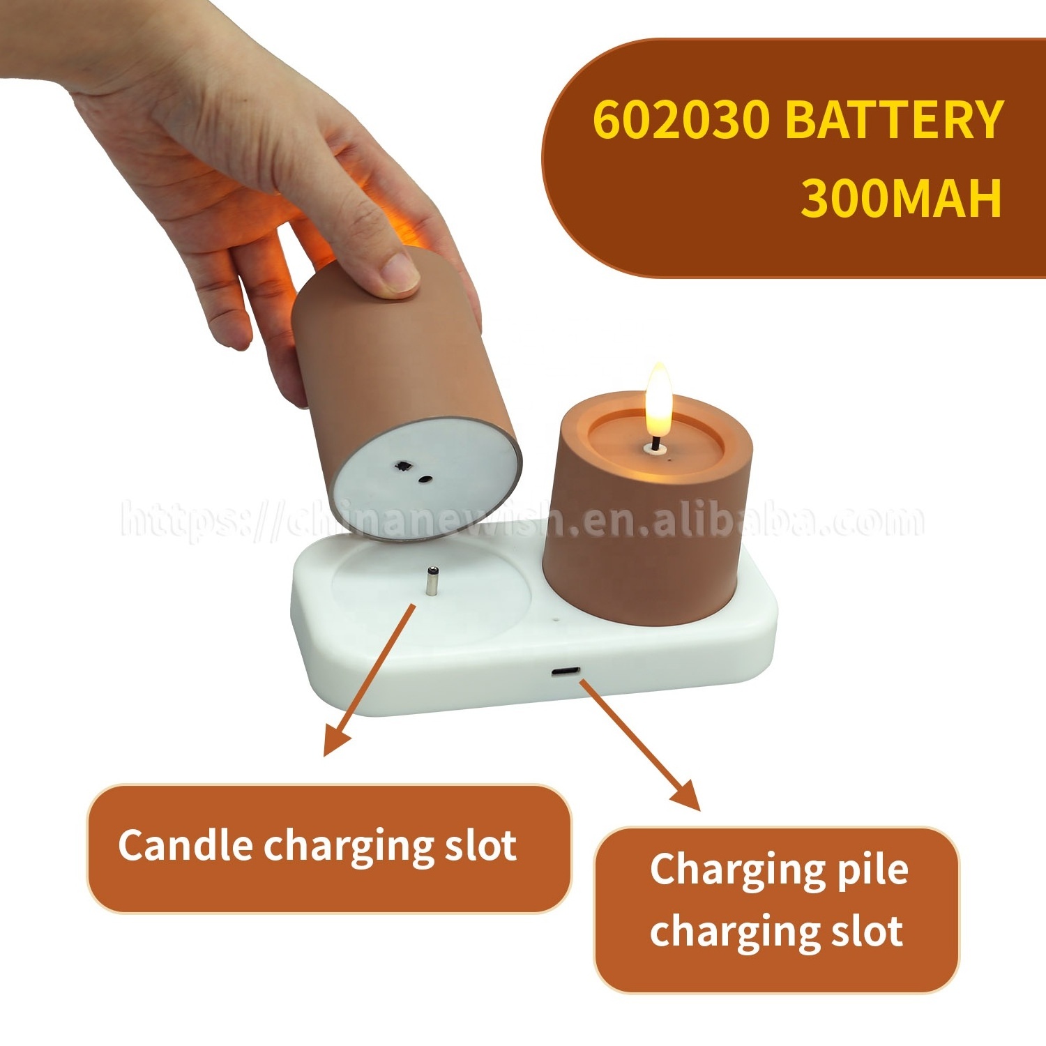 Kanlong new develop plastic led pillar candles light indoor Li battery powered USB charge rechargeable led candles