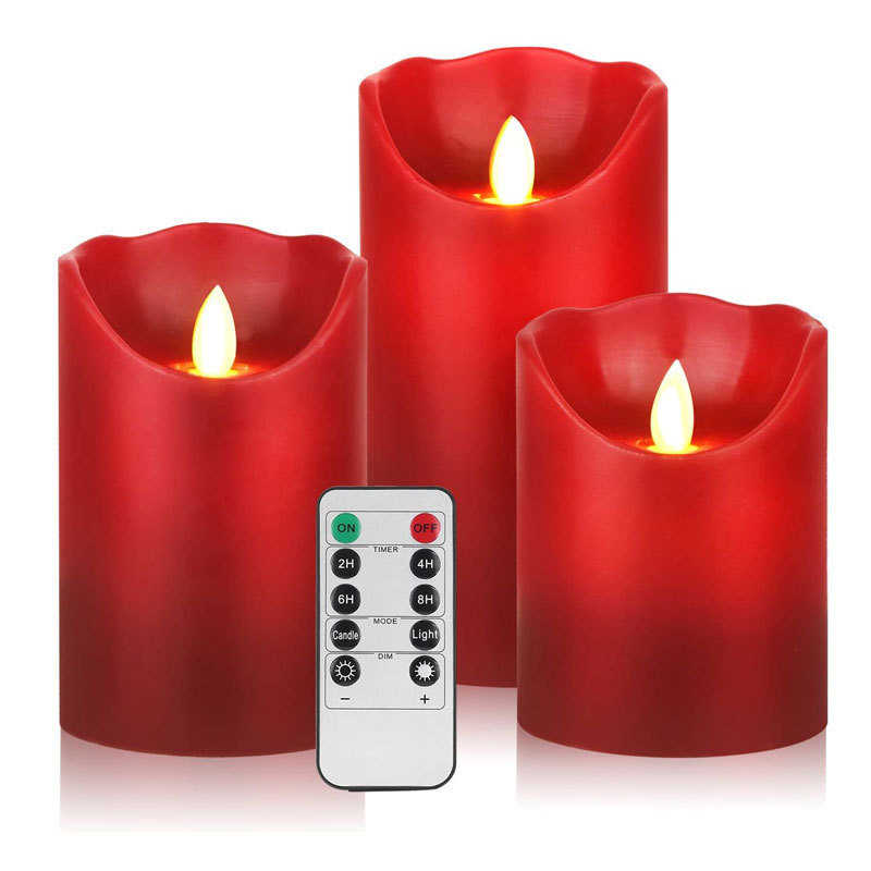 Kanlong CE ROHS 3pcs/set Battery Operated Artificial Christmas Wax Flameless Pillar Electric Led Candles with remote control