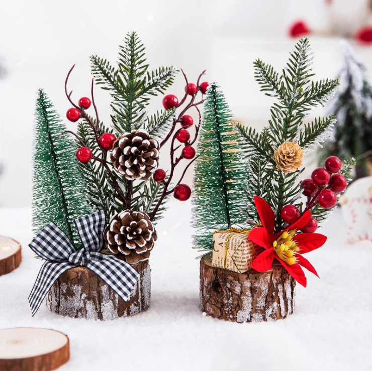 Kanlong 20CM Desktop Mini Christmas Tree Decoration ornaments christmas tree branch with Wooden base