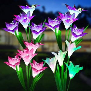 Outdoor Solar Panel Flame Flower Yard Lamp Home Led Solar Flame Garden Lights