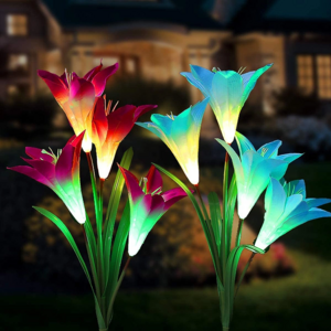 Kanlong lawn Garden Decorative Multi-color Changing Lily Flower Solar Waterproof Outdoor Led Stake Light