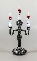 Newish halloween 3 Arms Decorative Ghostface plastic electric candle light with Holder Stand for Festival Party Home Decoration