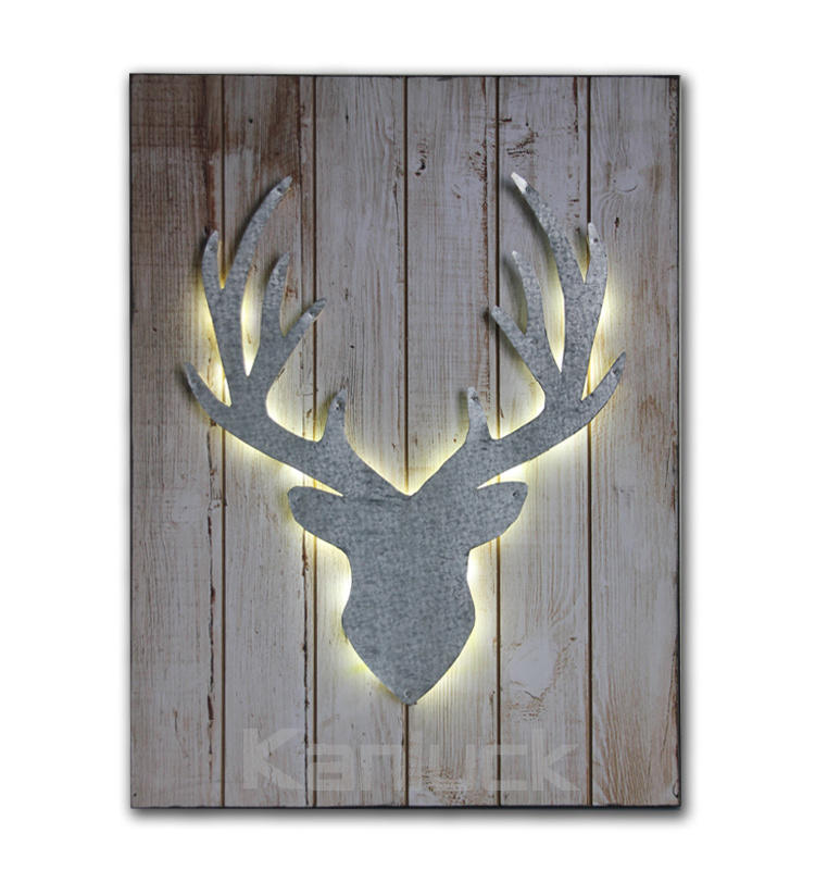 Printed Wood Art with LED Lights for Christmas Decoration