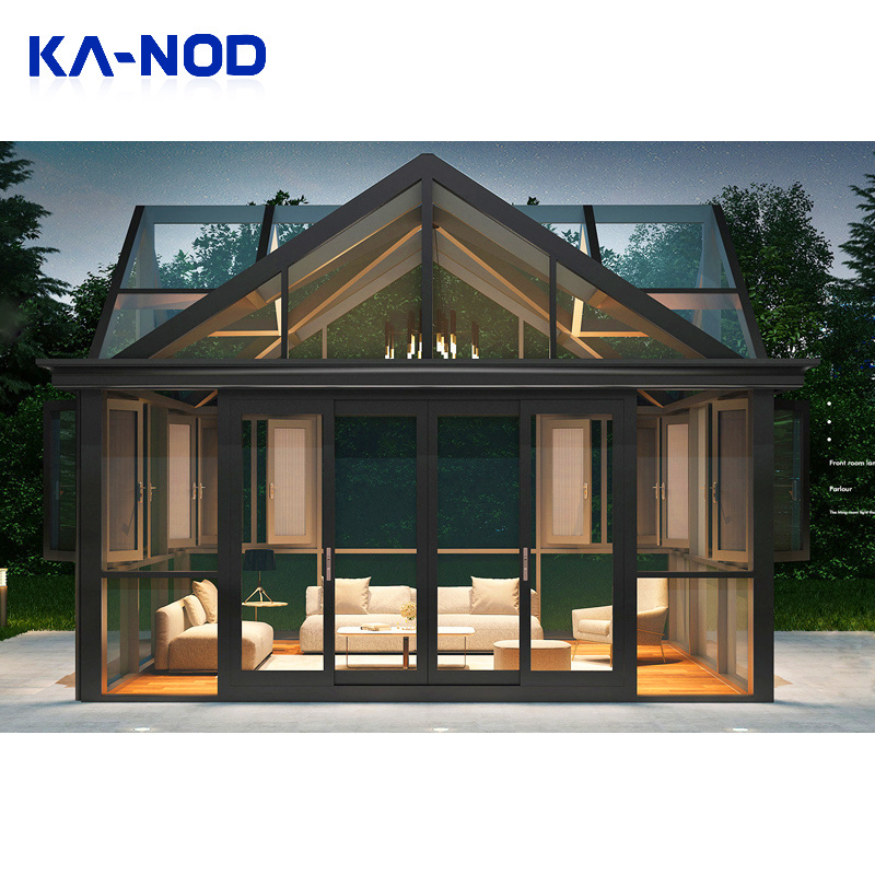 Modern Outdoor Aluminium border Sunrooms Glass Houses For Balcony Aluminum Frame Free Standing Prefab Sunroom