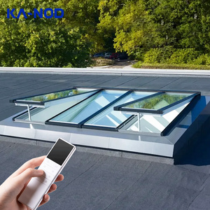 Glazing Motorised Automatic Retractable Open Air Aluminium Glass Sliding Roof Rooflight Smart Aluminum Skylight Window