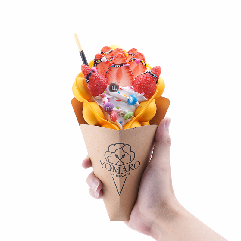 Popular customized cardboard hongkong bubble waffle cone holder french crepe holder for sale