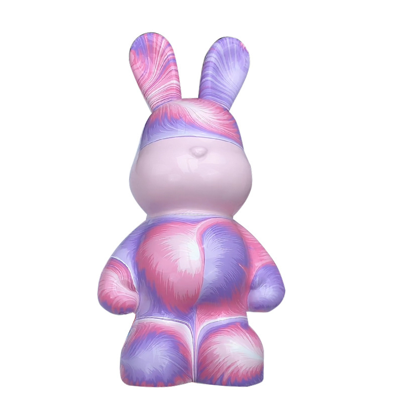 New Arrival DIY Fluid Pour Painting Figurine Bear or Rabbit Model in Resin Anime Animal Theme for Gifts