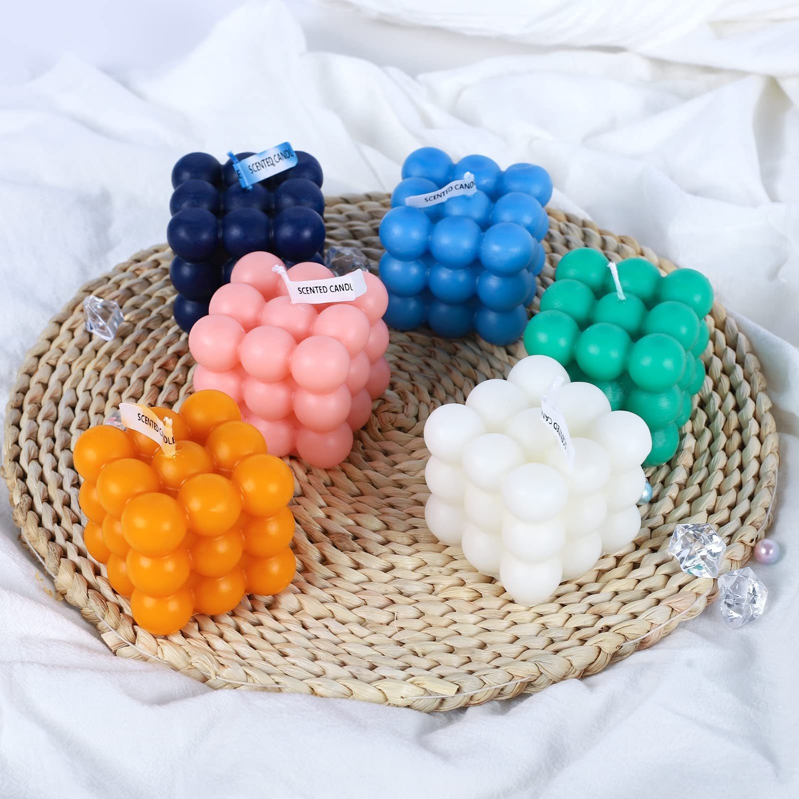 Wholesale New Set Scented Bubble Cube Rubies Candles Handmade Aromatherapy Soybean Wax Essential Oil Scented Candles For Home