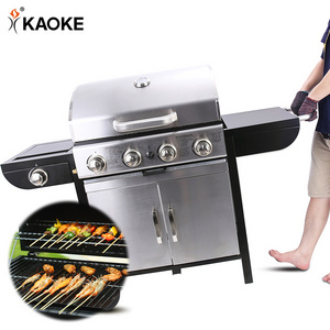 KAOKE 25 Inch Portable Gas Barbecue Beef BBQ Grill 4+1 Burners With BBQ Grill Table