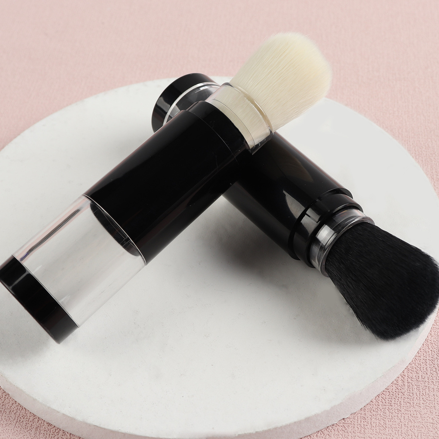 i Refillable Dispensing Mineral Powder Pump Makeup Brush Private Logo refillable body powder brush Empty Container with brush