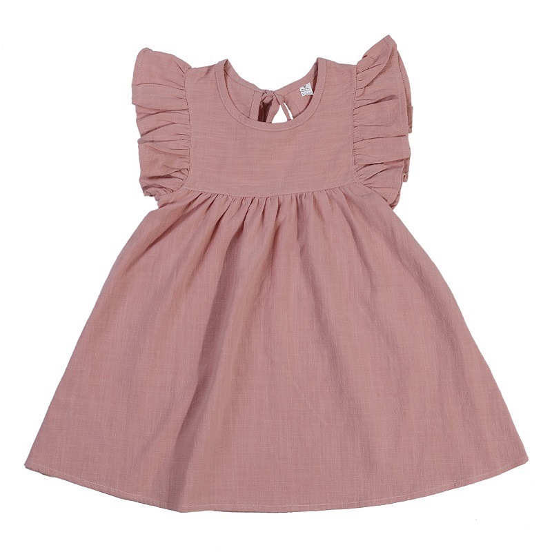 Hot selling newborn Summer plain color sweet Princess infant &Toddler Baby Girl Dress