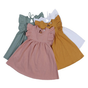 Hot selling newborn Summer plain color sweet Princess infant &Toddler Baby Girl Dress