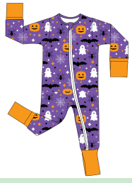 2024 hot sale customized milksilk toddler pajamas 100% polyester double zipper baby romper Halloween print onesie for baby