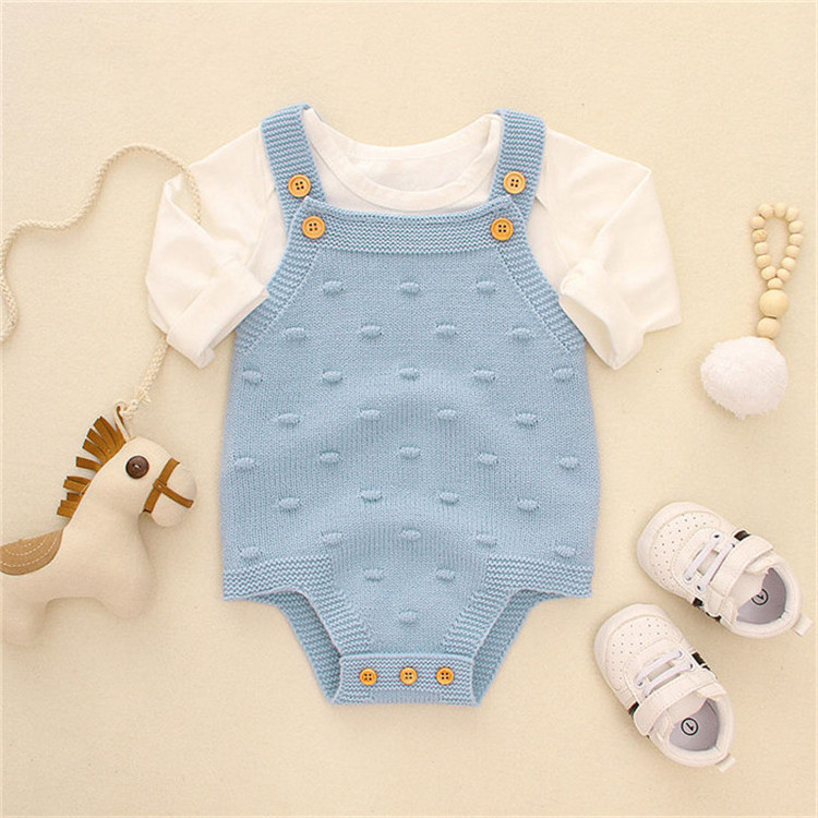 Wholesale pure color straps spring cute baby crochet romper clothes