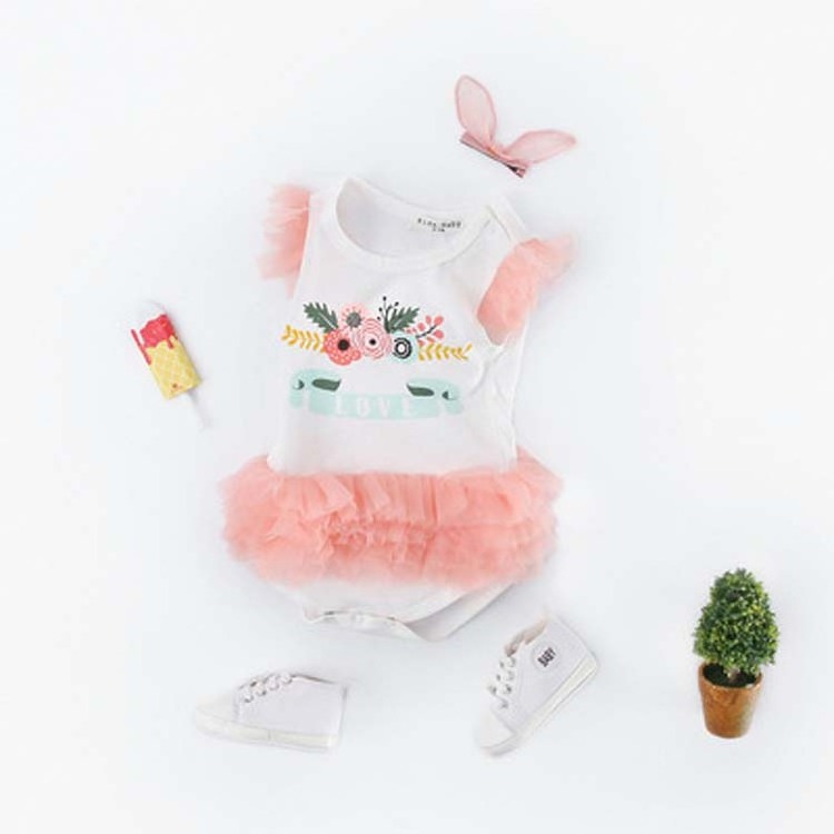 Hot selling cute pink princess lace organic baby clothes tutu romper