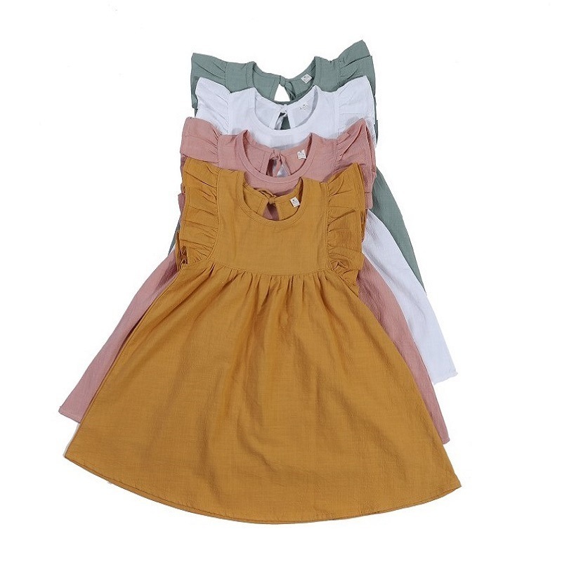 Hot selling newborn Summer plain color sweet Princess infant &Toddler Baby Girl Dress