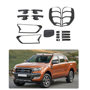 Factory Direct Headlight Cover Door Handle Bowl 3D Carbon Surface Combo Set Body Kit for Cars Ford Ranger 2016-ON