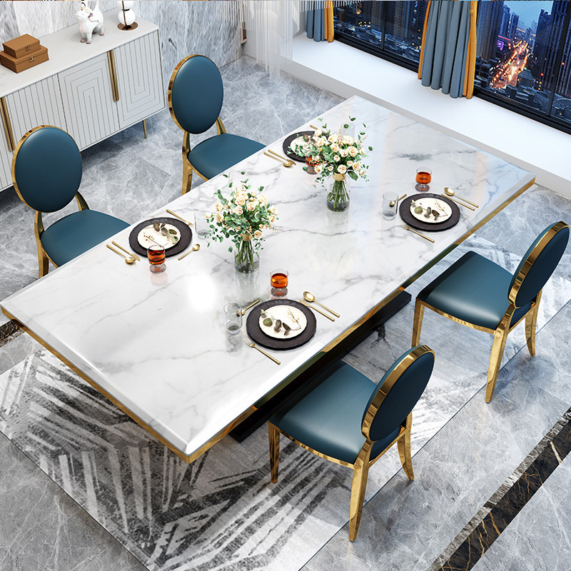 China Manufacturer Luxury Dining Table For 6 8 Chair Marble Top Dining Table Chairs Set In Dining Room recycled pine