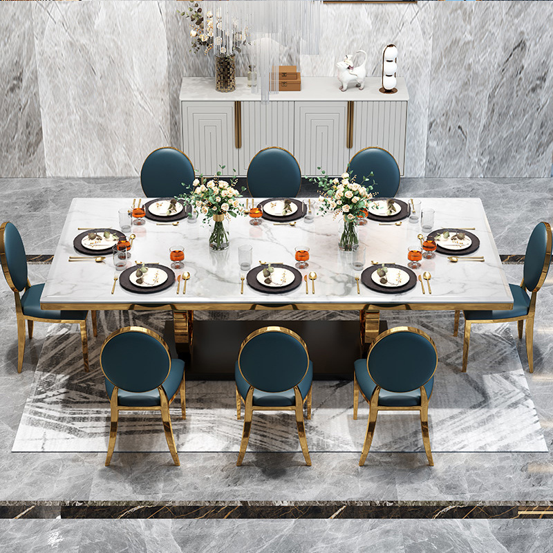 China Manufacturer Luxury Dining Table For 6 8 Chair Marble Top Dining Table Chairs Set In Dining Room recycled pine