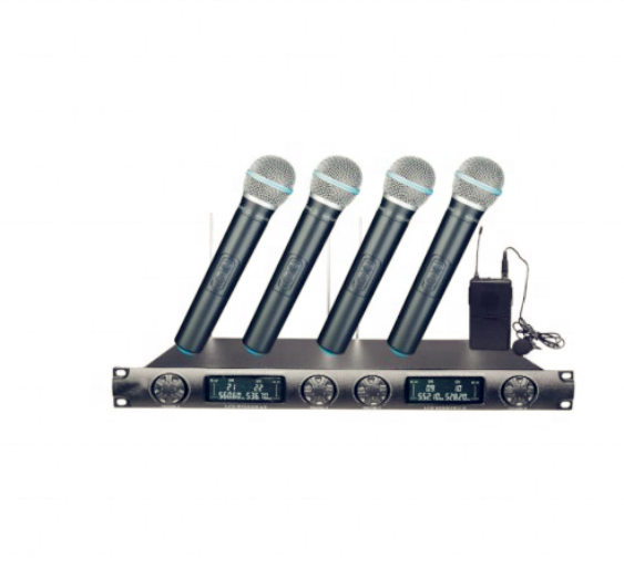 Omnidirectional Radio Rechargeable Wireless Mobile Stage Microphone 4 Channel Handheld Karaoke Mic