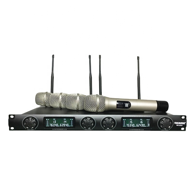 Omnidirectional Radio Rechargeable Wireless Mobile Stage Microphone 4 Channel Handheld Karaoke Mic