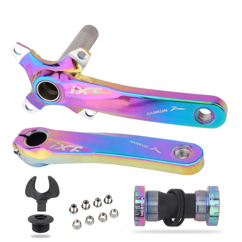 IXF 104BCD 170mm Cranks Colorful Bicycle Crankset MTB Road Bike Crankset 32/34/36/38T Sprocket Rainbow Bicycle Crank Parts