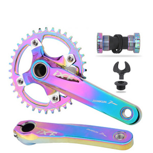 IXF 104BCD 170mm Cranks Colorful Bicycle Crankset MTB Road Bike Crankset 32/34/36/38T Sprocket Rainbow Bicycle Crank Parts