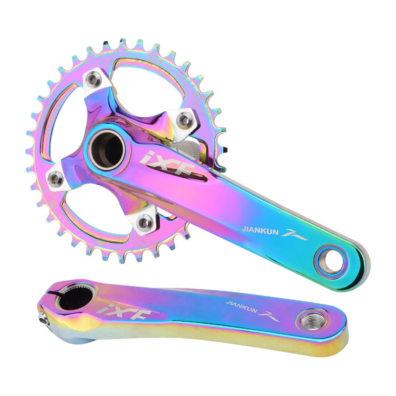 IXF 104BCD 170mm Cranks Colorful Bicycle Crankset MTB Road Bike Crankset 32/34/36/38T Sprocket Rainbow Bicycle Crank Parts