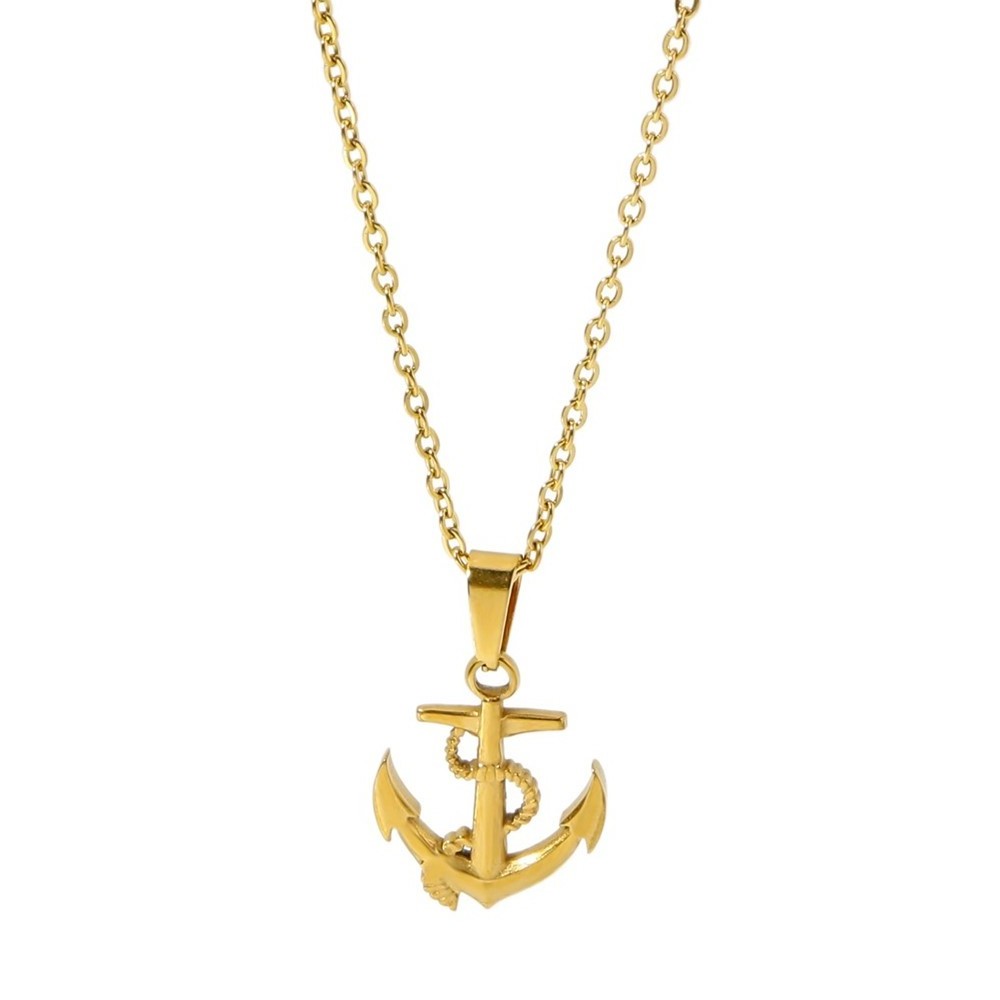 Ocean anchor titanium steel pendant necklace waterproof O-ring chain 18k gold-plated jewelry waterproof stainless steel necklace