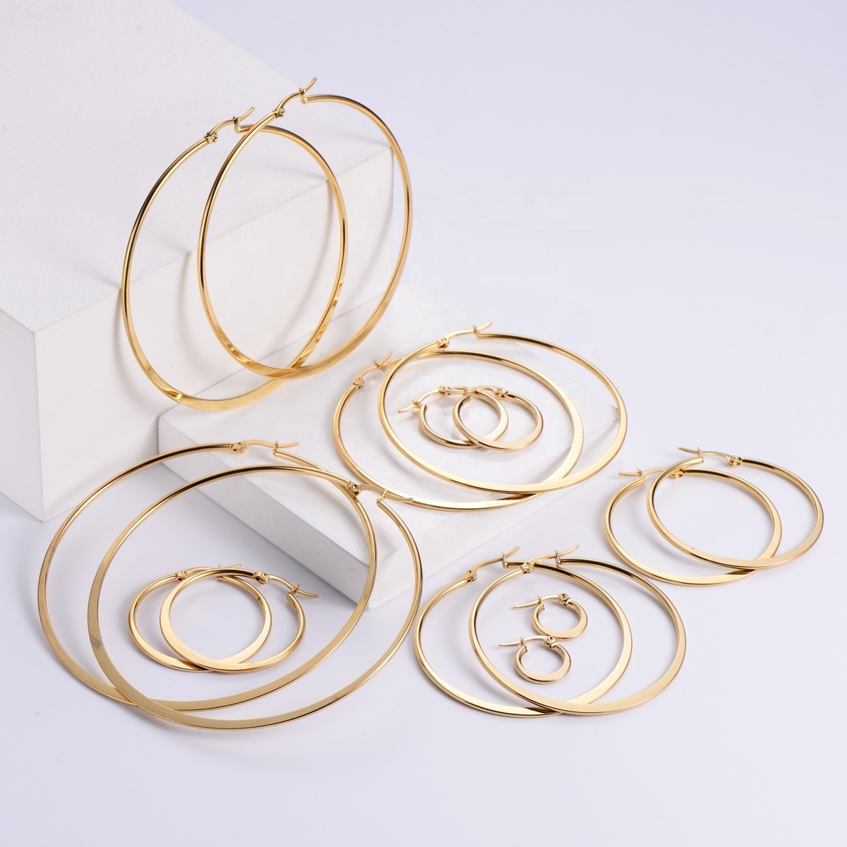 high quality stainless steel Jewelry handmade huge big large oversized small 18k gold vermeil filled circle hoop earrings hoops