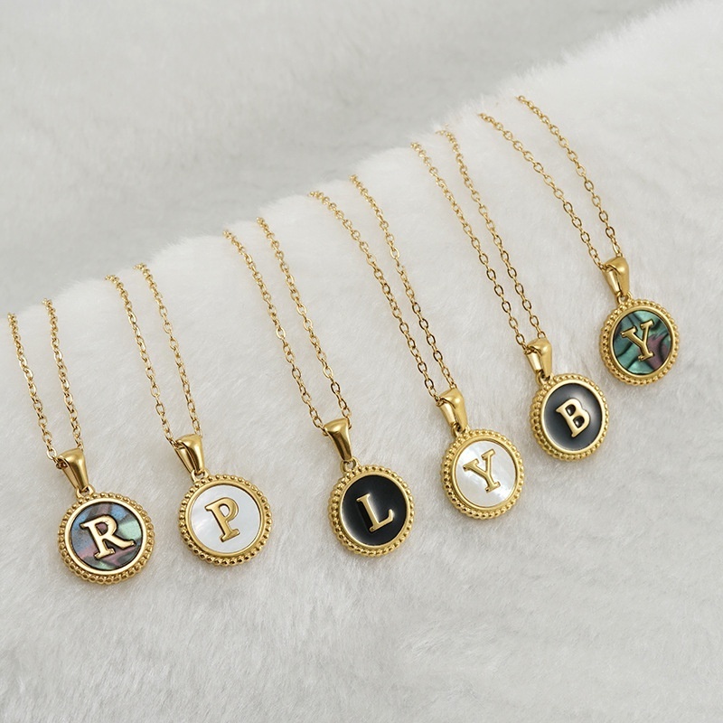 Shell Letter Initial Necklaces Alphabet Stainless Steel Necklace For Women Pendant Trendy Jewelry  Gifts