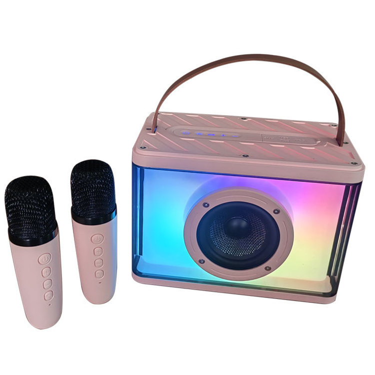 Karaoke Machine, Portable Bluetooth Karaoke Speaker with 2 Wireless Microphones and Party Lights for Kids Adults Birthday Gifts