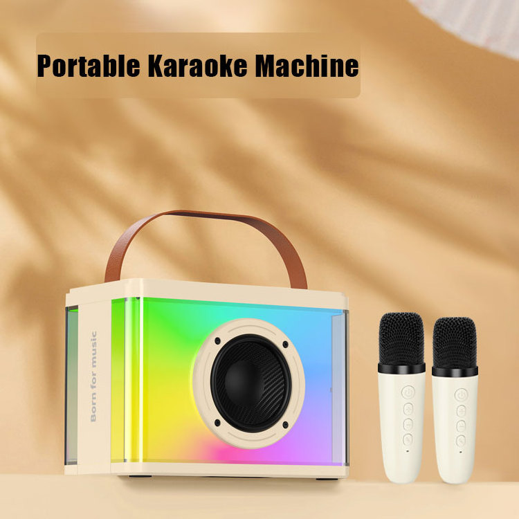 Karaoke Machine, Portable Bluetooth Karaoke Speaker with 2 Wireless Microphones and Party Lights for Kids Adults Birthday Gifts