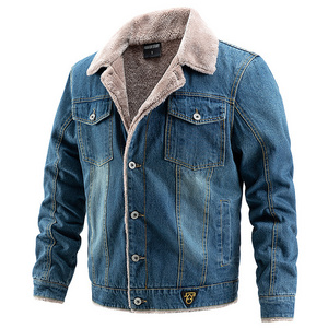 Wholesale Denim men's coats fashion jackets winter top high quality custom logo outdoor Safari style Fleece coat