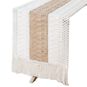 Farmhouse Style Dining Table Runner Linen,Burlap Table Runners Cotton,Wedding Table Runner