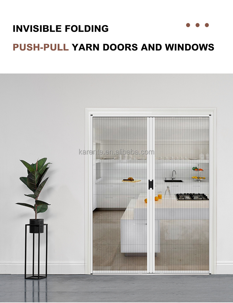 Aluminum door with pleated insect screen Trackless retractable screen doors sliding door with pleated mesh