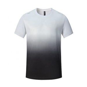 Wholesale OEM High Quality Gradient Color Fashion Running T-shirt Fitness Sports Workout Oversized T Shirt For Man