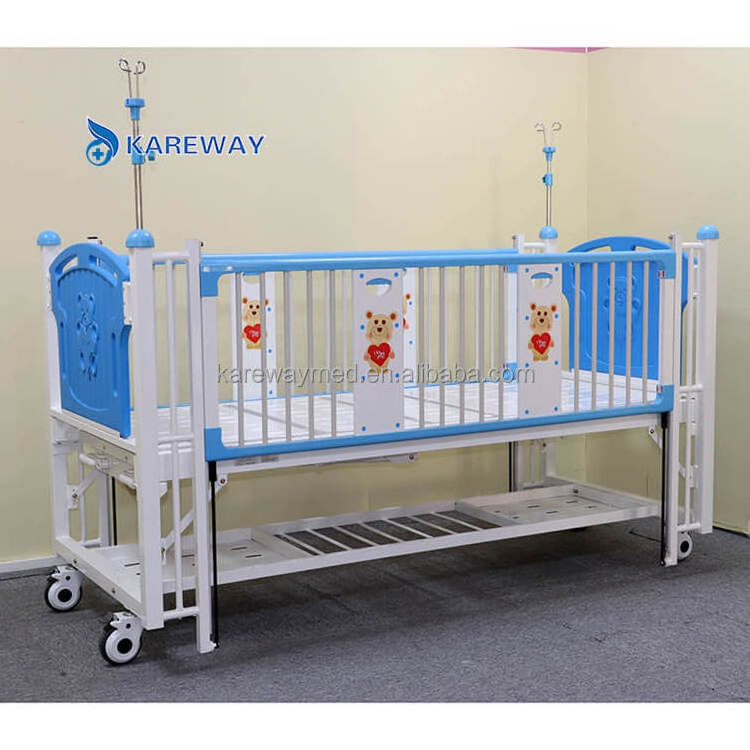 TWO Crank Manual Control Two Function Hospital Adult Baby Infant Crib Steel Hospital Baby Crib