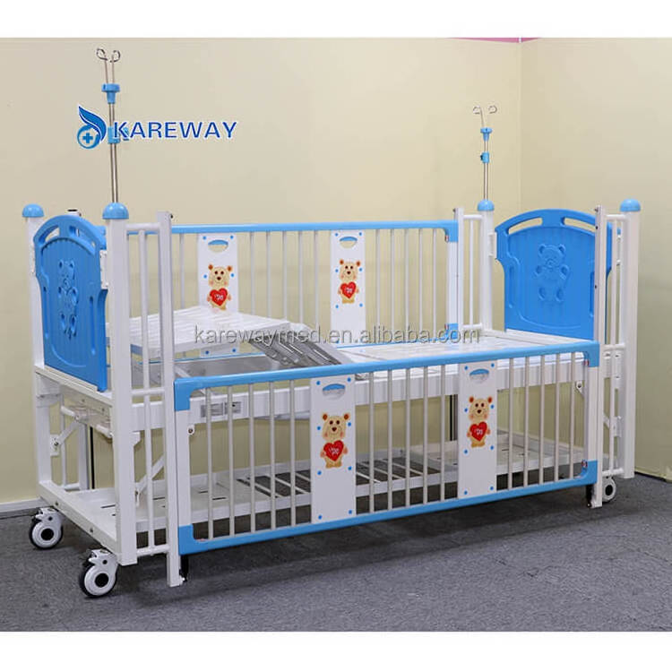 TWO Crank Manual Control Two Function Hospital Adult Baby Infant Crib Steel Hospital Baby Crib