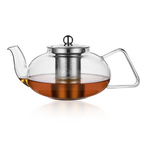 CnGlass 40.6oz. wholesale glass tea kettle and tea pot maker stovetop safe glass teapot for flower tea