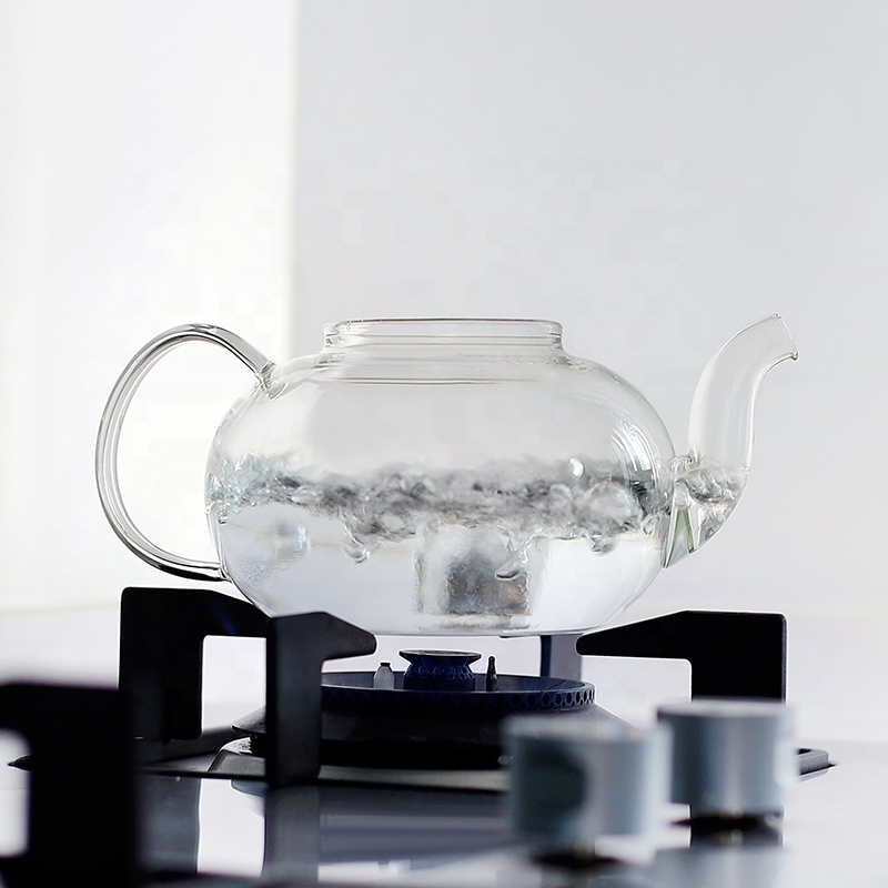 CnGlass Wholesale Lead-Free Glass Tea Kettle For Gas Stove Glass Teapot With Strainer Borosilicate Tea Pot Tea Maker