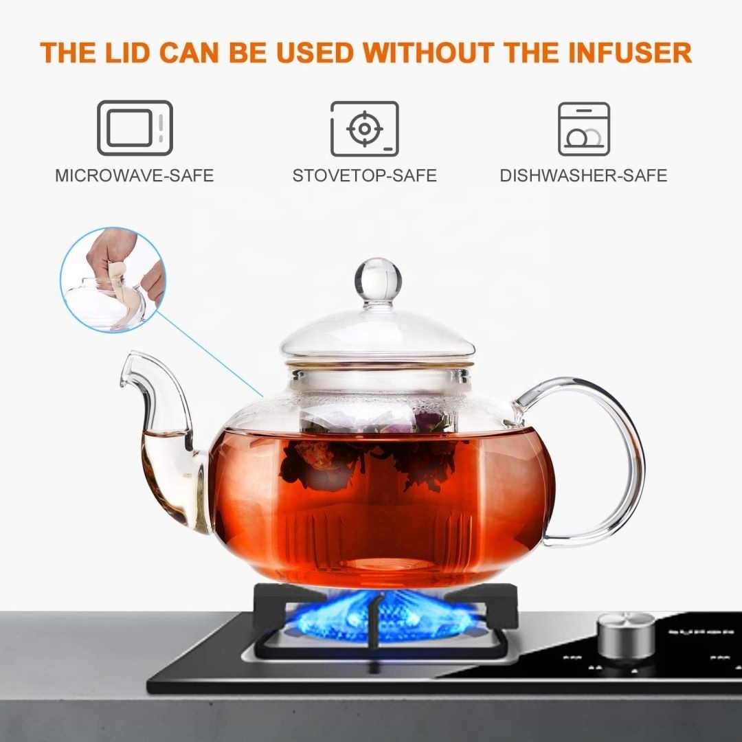 CnGlass Customise Clear Glass Tea Set With Cups  Stovetop Safe Borosilicate Glass Teapot And Cup Set