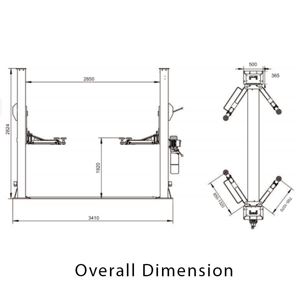 CE Safe Hydraulic Auto 4.2 Ton Portable 2 Post Car Lift Manual Lock Release Two Post Car Lift