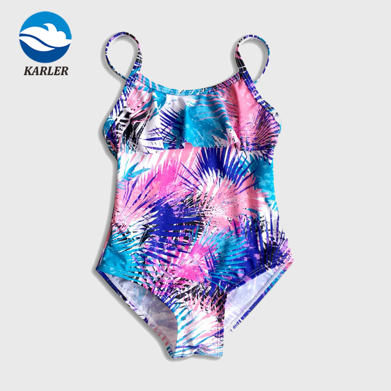 Floral Print Hawaiian Style Kids Children Girls Bikini  One Piece Swim Suits Kids