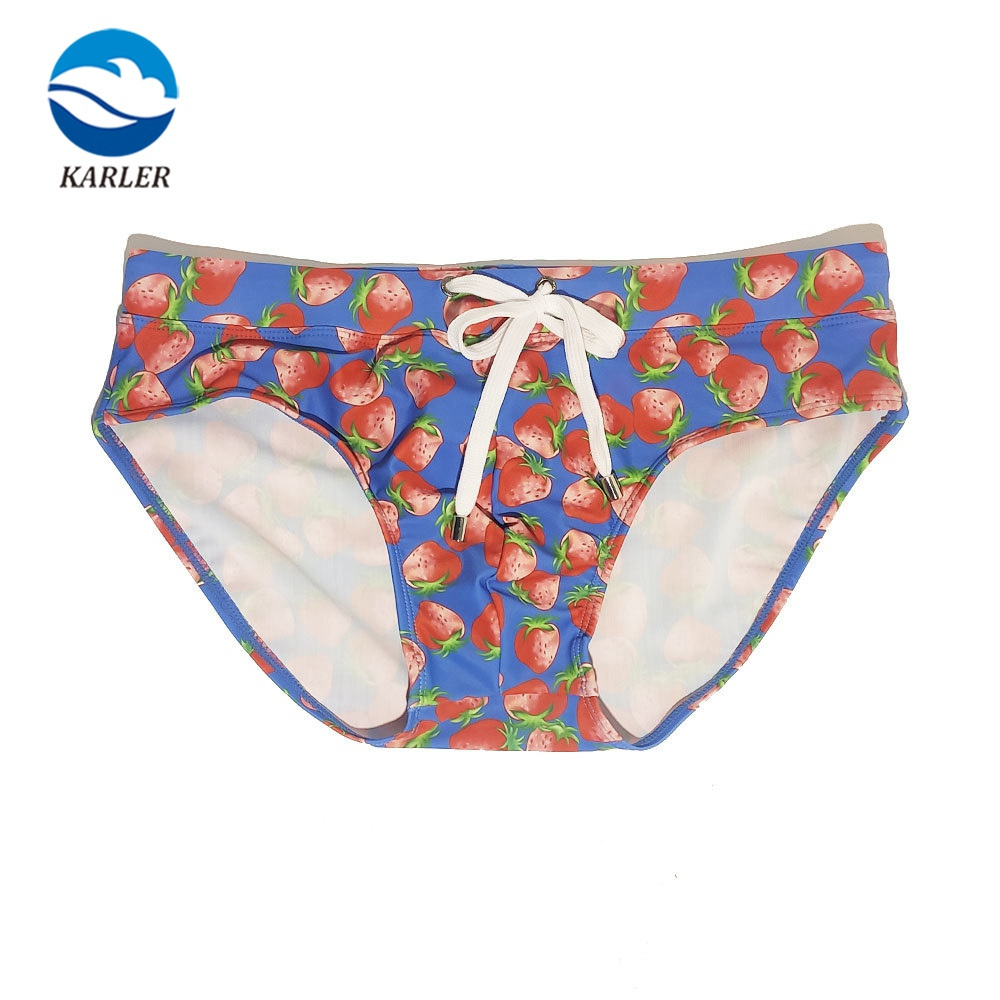 Customized Men's New Sexy Cute Strawberry Print Men Swimwear Summer Vacation Leisure Beach Swimming Trunks Swim Brief