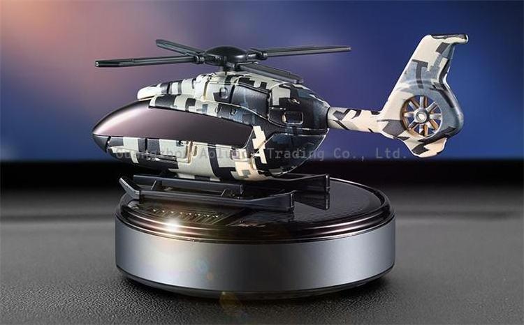 Solar Car Air Freshener Automatic Rotation Dashboard Fragrance Camouflage Helicopter Essential Oil Diffuser Ornaments