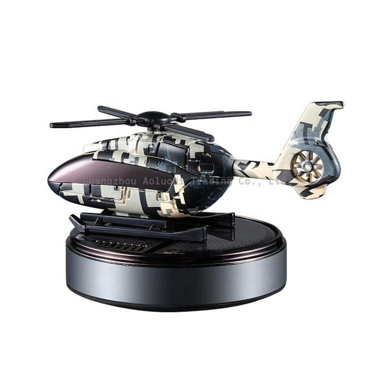 Solar Car Air Freshener Automatic Rotation Dashboard Fragrance Camouflage Helicopter Essential Oil Diffuser Ornaments