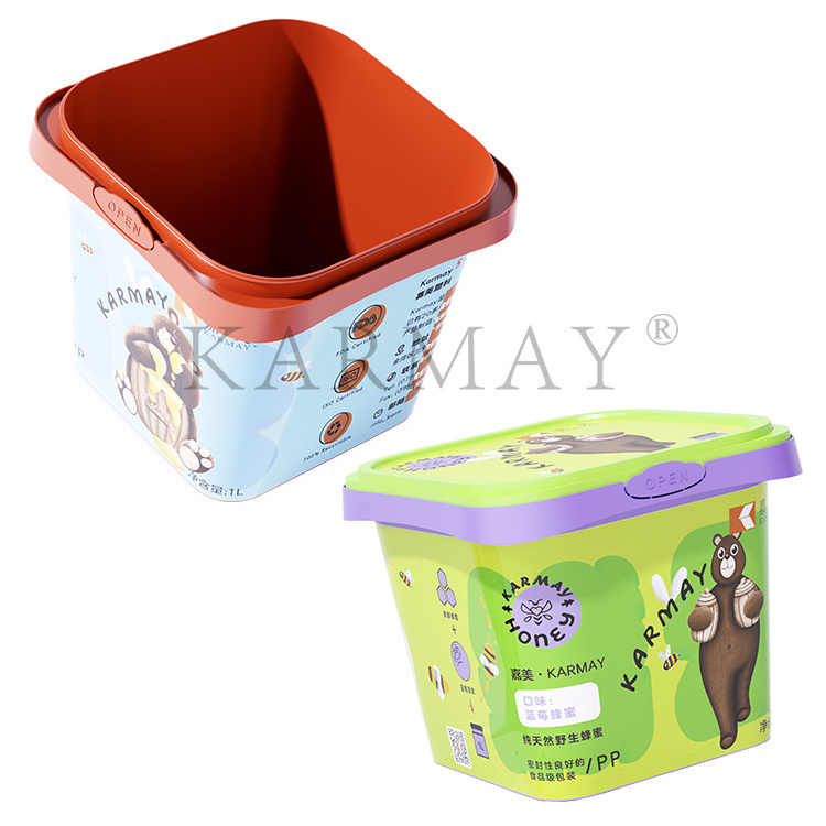 Reused Food container Plastic 1L Square  Plastic Butter Box yogurt plastic box with Tamper Evident