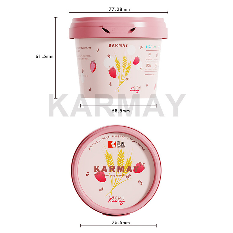 China Manufacturer Frozen customized printed label 150 ml Mini Yogurt Packaging Pots  with Cover Yogurt Pot With Little Spoon