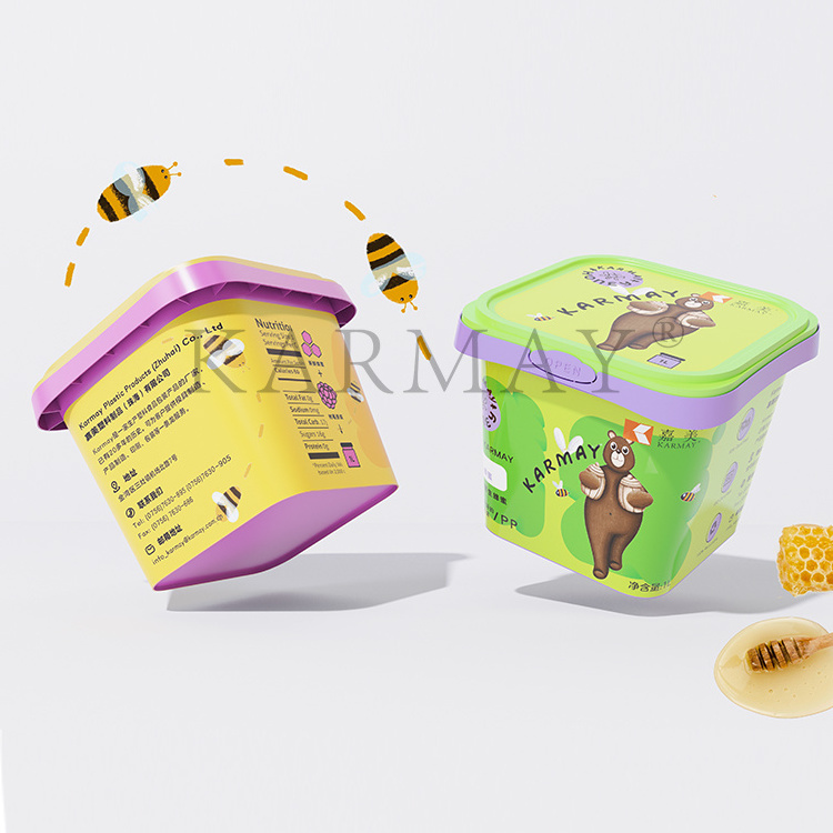 Reused Food container Plastic 1L Square  Plastic Butter Box yogurt plastic box with Tamper Evident